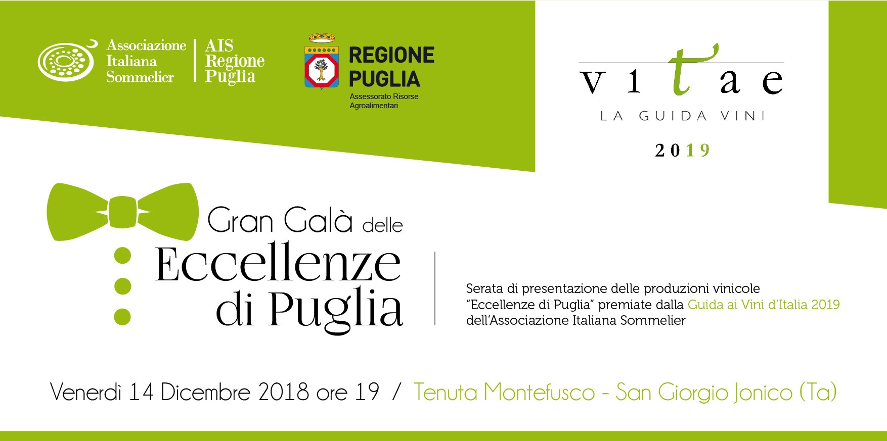 LE ECCELLENZE PUGLIESI DELLA GUIDA VITAE PREMIATE VENERDÌ 14 DICEMBRE ALLA TENUTA MONTEFUSCO DI TARANTO