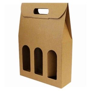 Scatola per 3 Bottiglie Avana in Cartone