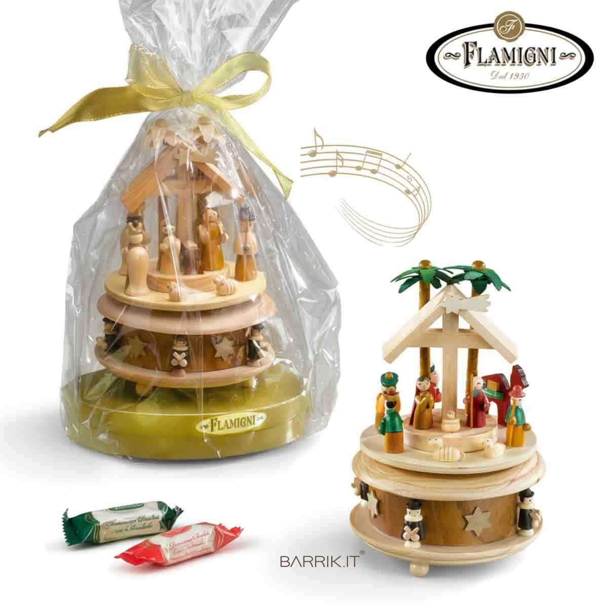 Carillon Presepe Natività in legno con Torroncini Flamigni