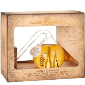 Alambicco in Vetro Soffiato con Grappa Invecchiata Mazzetti D’Altavilla