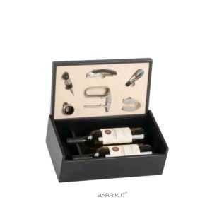 Cassetta Wine Set da Champagne per 2 Bottiglie e 6 Accessori