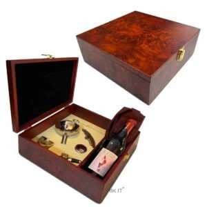 Cassetta Kit Sommelier in Legno con 7 accessori + grembiule